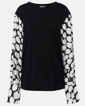 Dries Van Noten Polka-Dot Cotton-Blend Top - Black