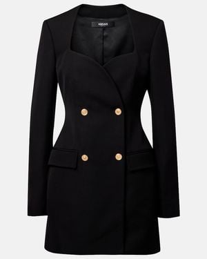 Versace Double-Breasted Wool Minidress - Black