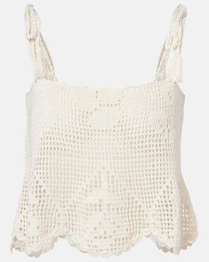 Anna Kosturova Rose Crochet Cotton Top - White