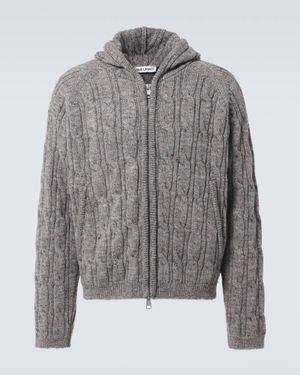 Our Legacy Level Hood Cable-knit Wool Zip-up Hoodie - Grey