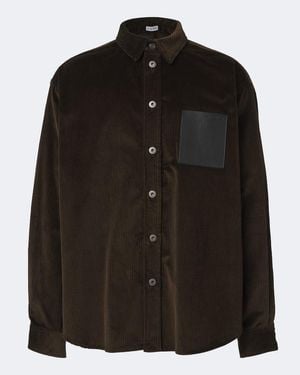Loewe Leather-Trimmed Cotton Corduroy Shirt - Black