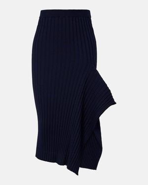 Stella McCartney Ribbed-Knit Ruffled Cotton Midi Skirt - Blue