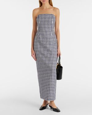 Posse Exclusive Theo Striped Jersey Strapless Maxi Dress in Black | Lyst