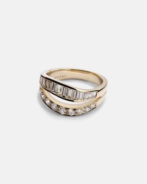 Anita Ko Two Row Wave 18Kt Ring With Diamonds - White