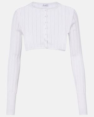 Alaïa Cropped-Cardigan Aus Strick - Weiß