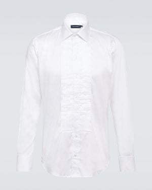 Thom Sweeney Cotton-Blend Poplin Tuxedo Shirt - White