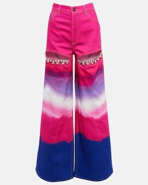 Area Tie Dye Crystal Wide Leg Jeans - Pink
