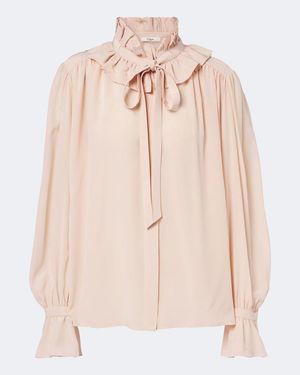Chloé Ruffled Silk Chiffon Blouse - Natural