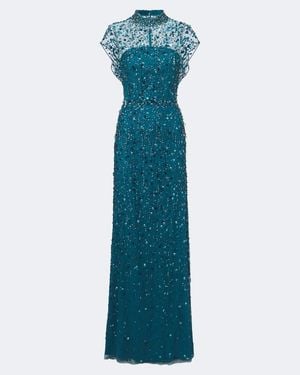 Jenny Packham Crystal Drop Embellished Gown - Blue