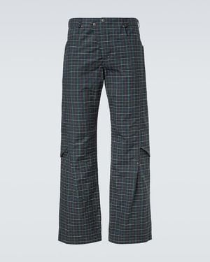 Kiko Kostadinov Kraner Checked Cotton-Blend Wide-Leg Trousers - Blue