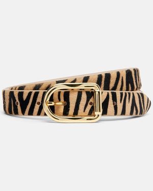 DEHANCHE Mija Zebra-Print Calf Hair Belt - Natural