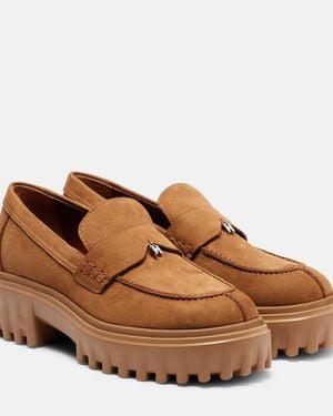 Hogan H700 Leather Platform Loafers - Brown
