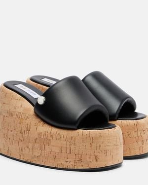 The Attico Mochi Leather Platform Slides - Black