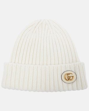 Gucci Wool Cashmere Hat With Double G - Natural