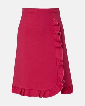 Valentino Crepe Couture Ruffled Miniskirt - Red