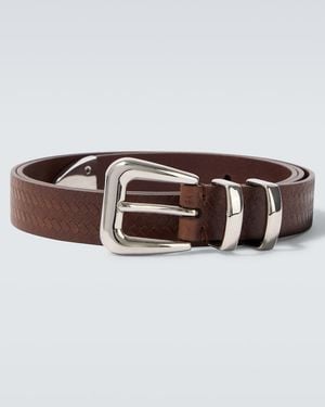 Brunello Cucinelli Debossed Leather Belt - Brown