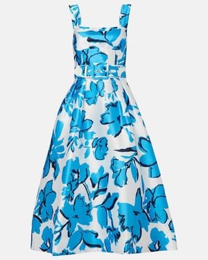 Rebecca Vallance Sapphira Belted Floral Midi Dress - Blue