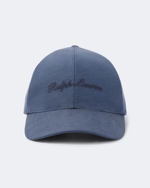 Ralph Lauren Logo Silk And Linen Baseball Cap - Blue