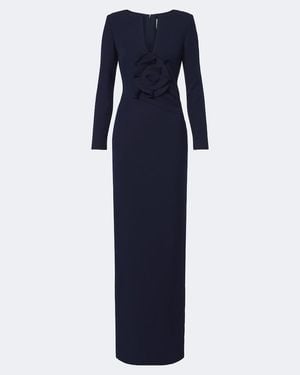 Roland Mouret Floral-Applique Crepe Gown - Blue