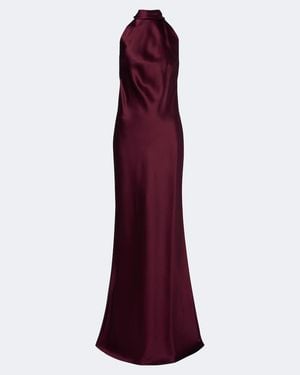 Ralph Lauren Chilton Halterneck Satin Gown - Red