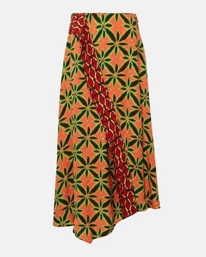 Ulla Johnson Violette Ruffled Crepe Midi Skirt - Orange