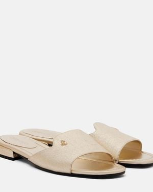 Jimmy Choo Dina Metallic Leather Slides - Natural