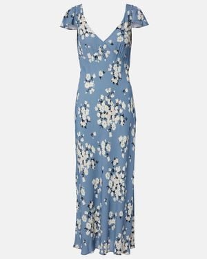 RIXO London Cathy Floral Crepe Midi Dress - Blue