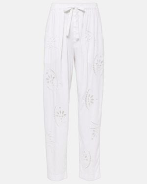 Isabel Marant Hectorina Broderie Anglaise Wide-Leg Trousers - White