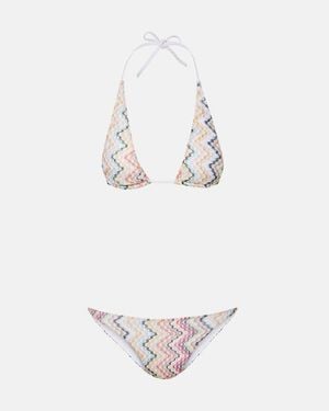 Missoni Bikini Zigzag Aus Haekelstrick - Weiß