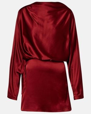 STAUD Phoebe Silk-Blend Satin Minidress - Red