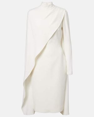 Elie Saab Caped Cady Cocktail Dress - White