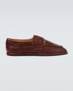 AURALEE Leather Boat Shoes - Brown