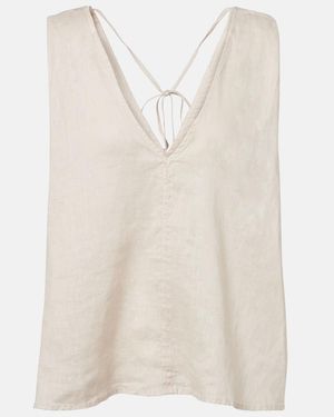 Velvet Renna Linen Top - White