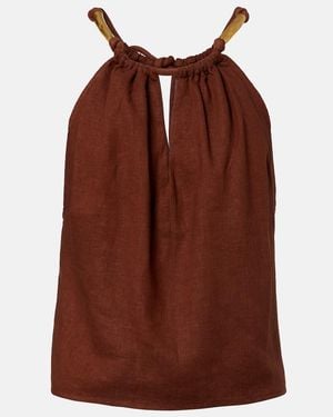 ViX Janet Linen-Blend Top - Brown