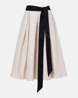 Max Mara Baschi Pleated Cotton-Blend Midi Skirt - White