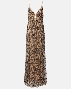 Johanna Ortiz Reinvention Embellished Mesh Gown - Natural