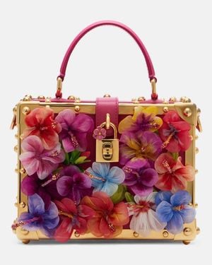 Dolce & Gabbana Dolce Box Floral-Applique Leather Box Bag - Red