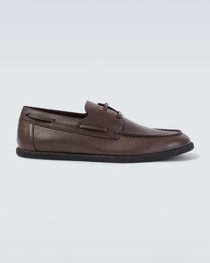 The Row Novus Leather Boat Shoes - Brown