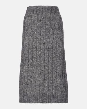 Max Mara Max Mara Otello Cotton And Wool-Blend Midi Skirt - Gray