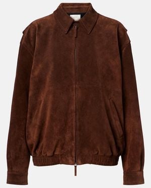 The Row Roana Suede Bomber Jacket - Brown