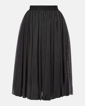 Dolce & Gabbana Gathered Tulle Midi Skirt - Black