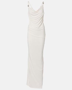 Coperni Draped Open-Back Jersey Maxi Dress - White