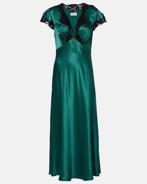 RIXO London Amari Satin Midi Dress - Green