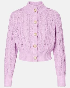 Emilia Wickstead Aleph Cable-Knit Cropped Cotton Cardigan - Pink