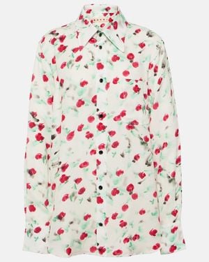 Marni Floral Print Shirt With Logo Buttons - Multicolour
