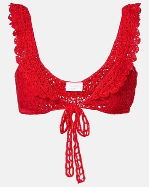 Anna Kosturova Brigitte Crochet Bra Top - Red