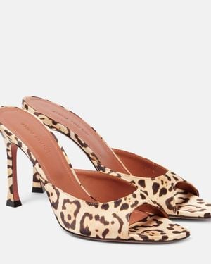 AMINA MUADDI Alexa 95 Leopard-Print Satin Mules - Brown