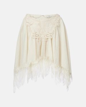 Blumarine Embroidered Lace-Trimmed Miniskirt - White