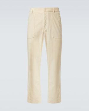 Brioni Cotton And Wool Corduroy Straight Trousers - Natural