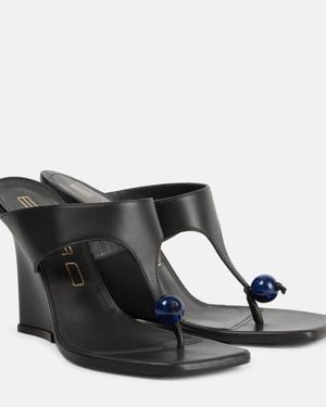 Etro 90 Leather Wedge Sandals - Black